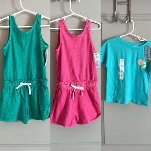 LOT! NWT! Two 5T Rompers plus bonus shirt!